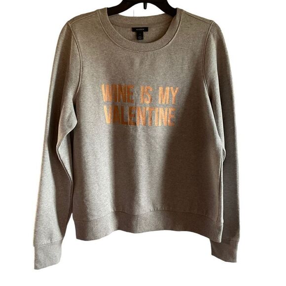 Halogen Sweatshirt Crew Neck Heather Grey Rose Gold Glitter Graphic Large - Picture 10 of 10